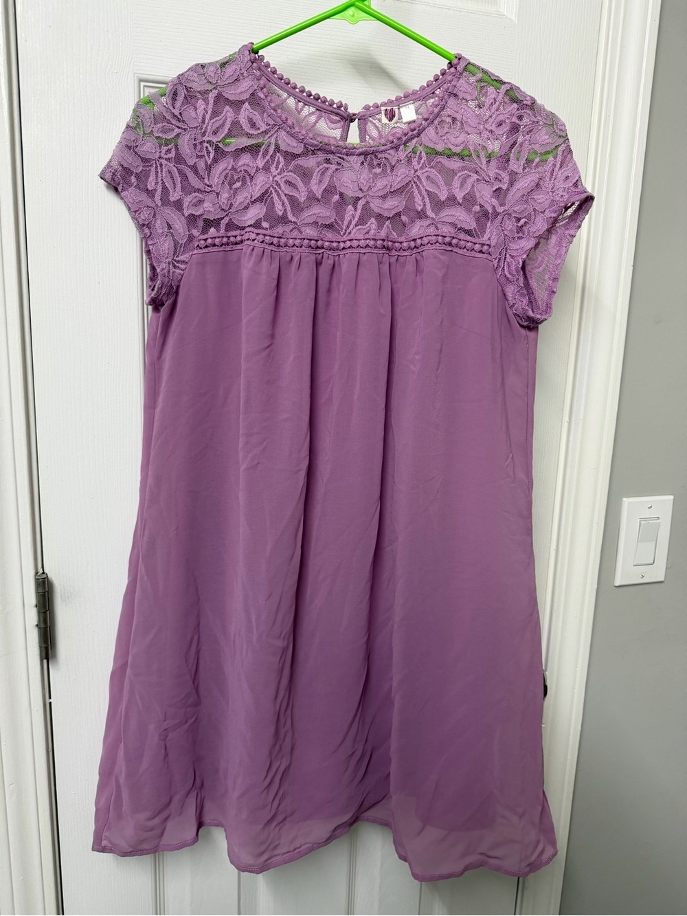 AUW Junior’s Purple Lace Yoke Party Dress